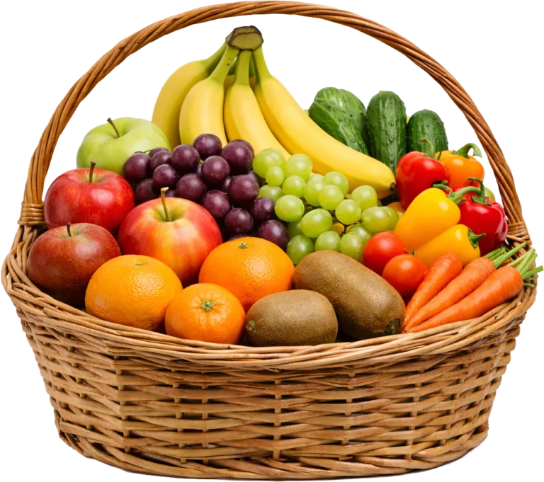Fruits & Veggies Korb von Fruits4Work mit Obst und Snack-Gemüse