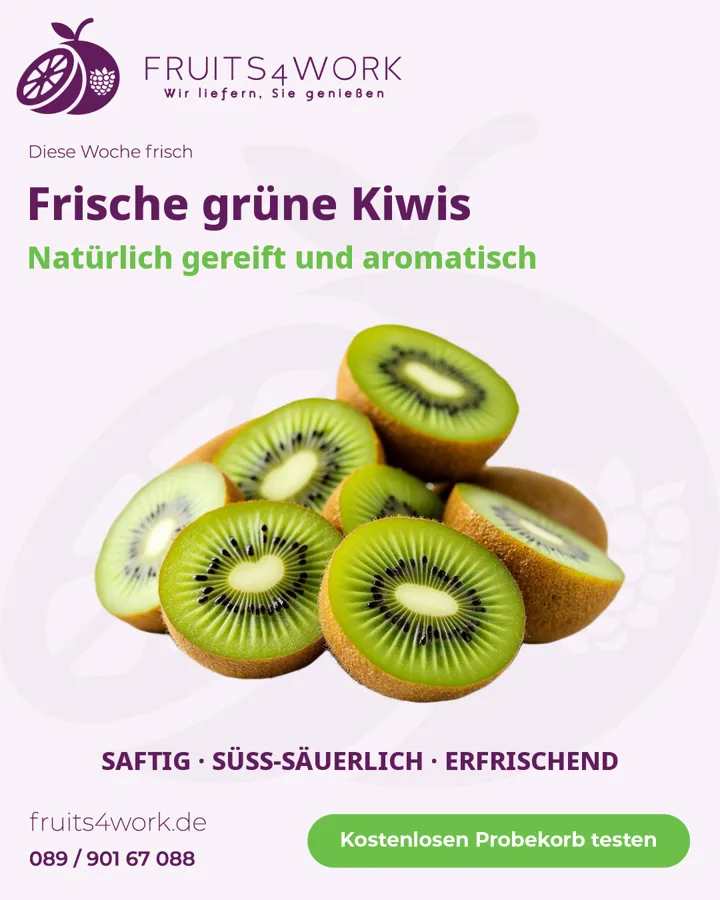 Frische grüne Kiwis für den Obstkorb im Büro